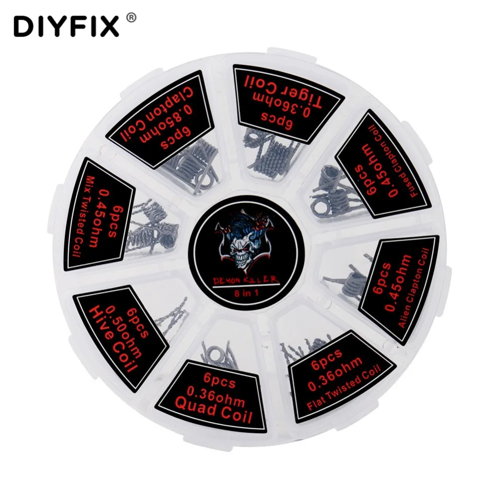 DIYFIX 8 в 1 готовые катушки нагревательная катушка провода DIY инструмент с коробкой для электронной сигареты RDA RTA RBA RDTA Атомайзер