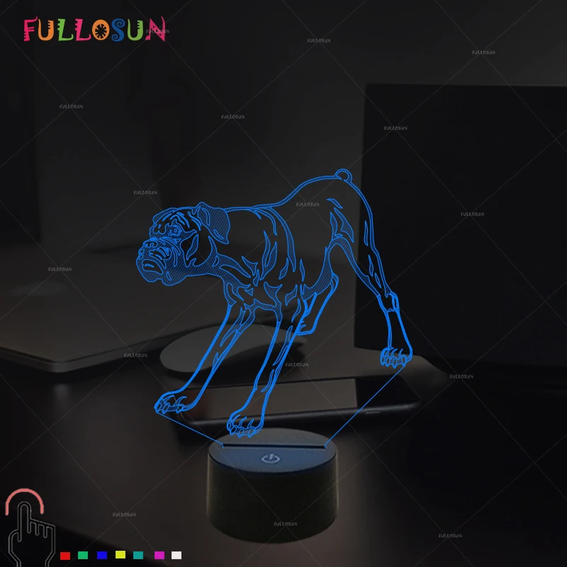 Боксеры светодиодные лампы красочные мигает 3D собака ночник лампа креативный