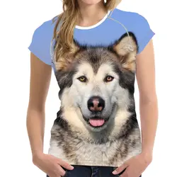 Милые 3D Собака Аляска маламут принт для женщин футболки модные топы с короткими рукавами футболка Harajuku обувь для девочек Летняя футболк