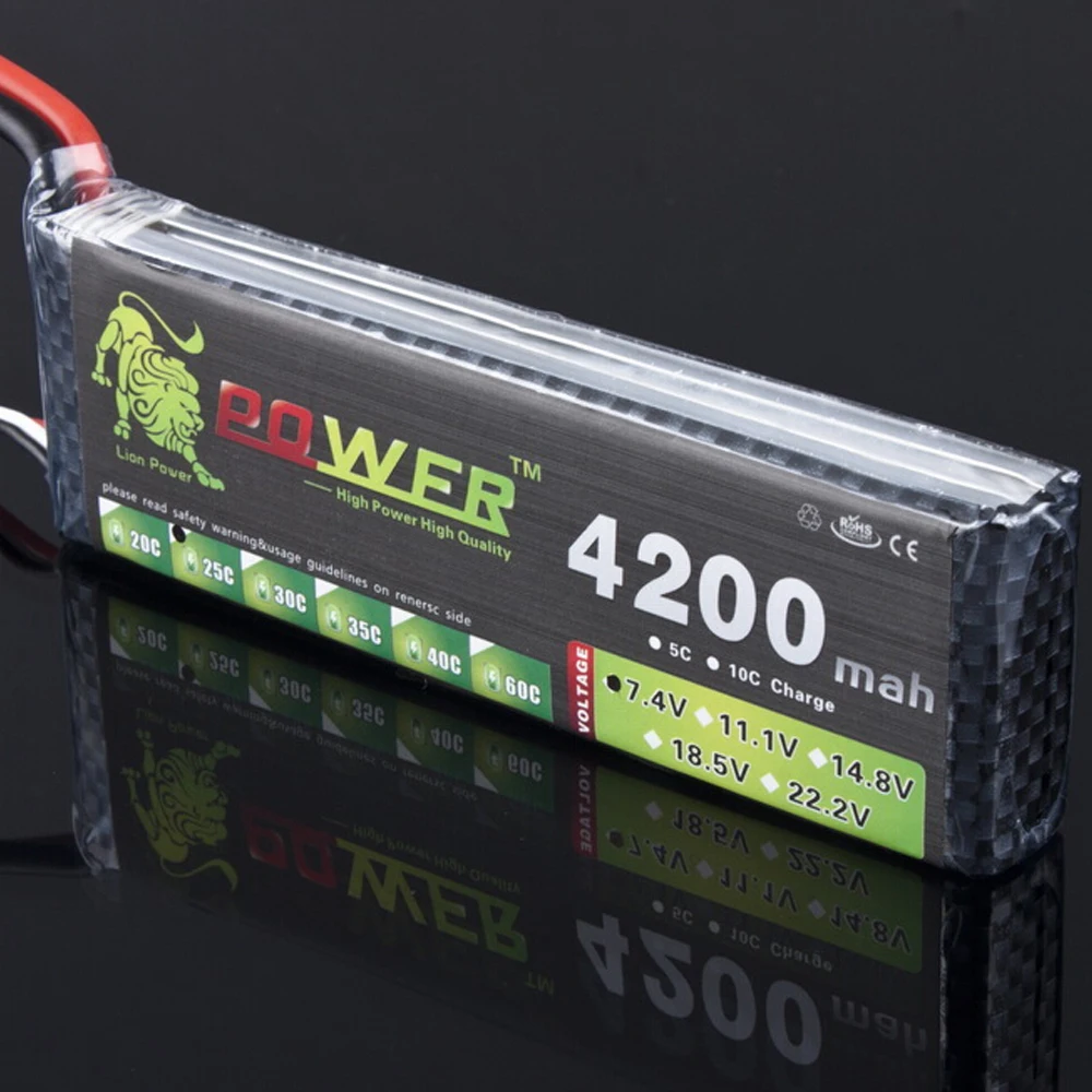 

1pcs Lion power High Capacity Li-Po Battery 7.4V 4200mAh 25C lipo battery 2s Lithium-Polymer Rechargeable battery