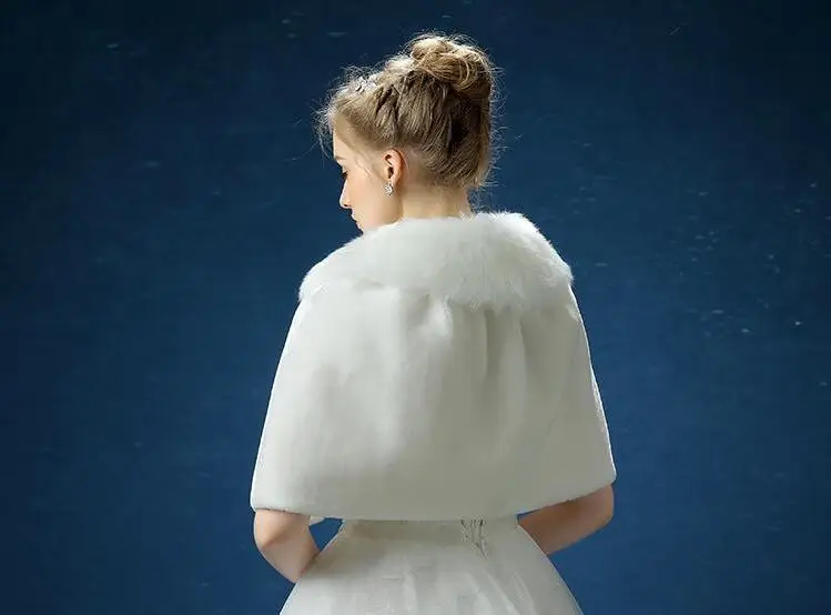 Real Picture White Ivory Wedding Jacket Faux Fur Wedding Capes 2015 Bridal Boleros Shawls wrap Free Shipping Custom Made