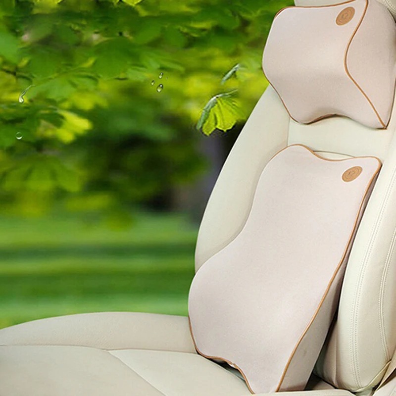 

Car Cushion Summer Car Cushion Memory Foam Neck Pillow Headrest Lumbar Support Suit Automotive Supplies