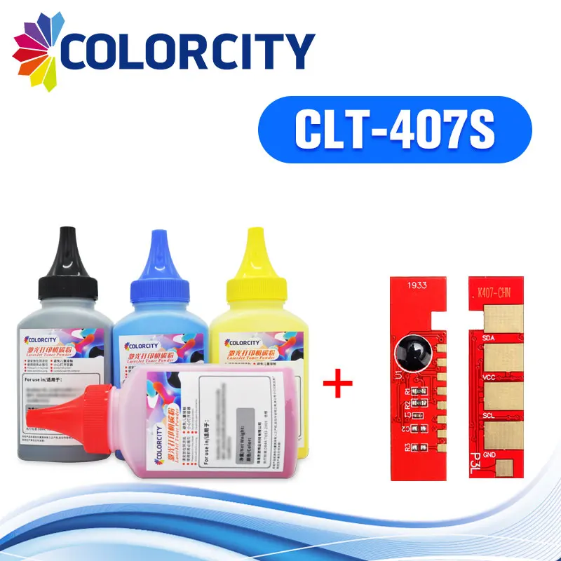 

COLORCITY clt-407s refill toner powder + chip clt 407s for Samsung CLP-325 CLP-320 CLP 320 325 CLX-3185 CLX 3185 3185FN printer