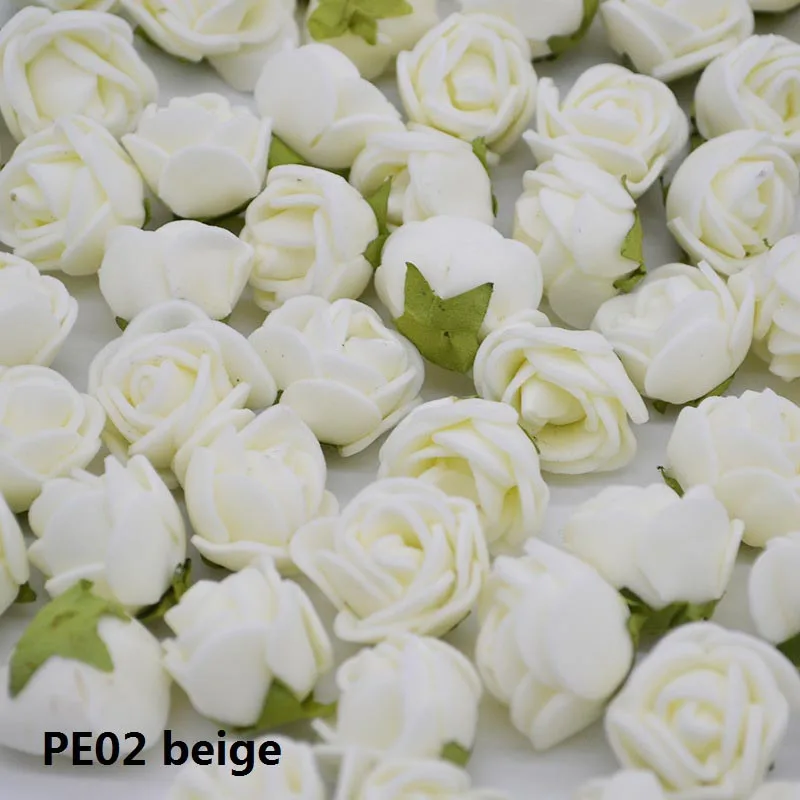 50 шт./лот 2 см пенополиэтилен розы головы Искусственные цветы розы ручной работы DIY свадебное украшение дома праздничные и вечерние поставки - Цвет: PE02 beige