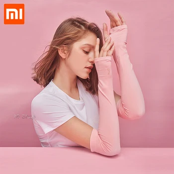 

New Xiaomi Mijia Pelliot Sunscreen Ice Silk Arm Guard UPF40+ Sun Protection Cooling outdoor Sunscreen Sleeve Cover 1Pair