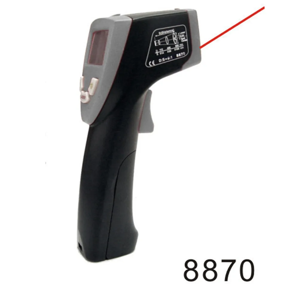 

AZ8870 Handheld Infrared IR Thermometer Flip Compartment Laser Beam Function Selectable Ergonomic Hand Grip
