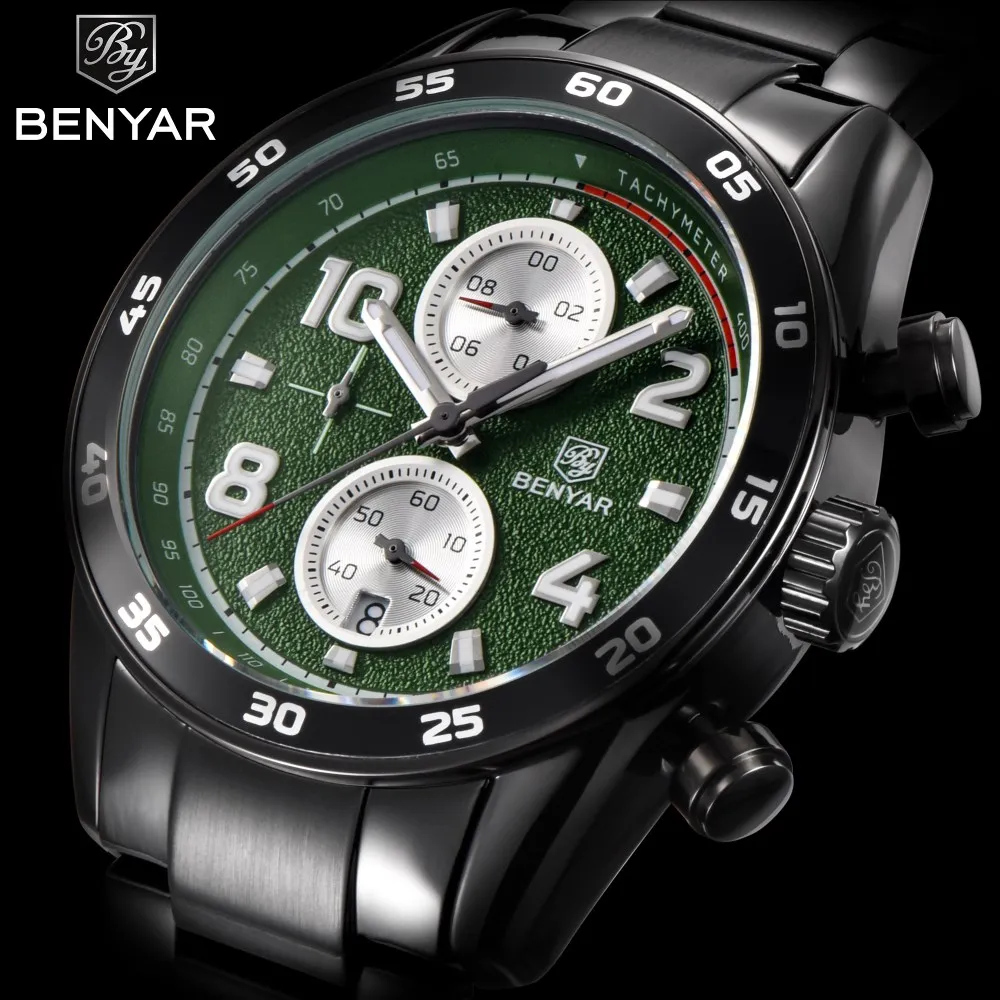 

2018 BENYAR Luxury Brand Men Watch Sport chronograph stainless steel military waterproof Business quartz watch erkek kol saati