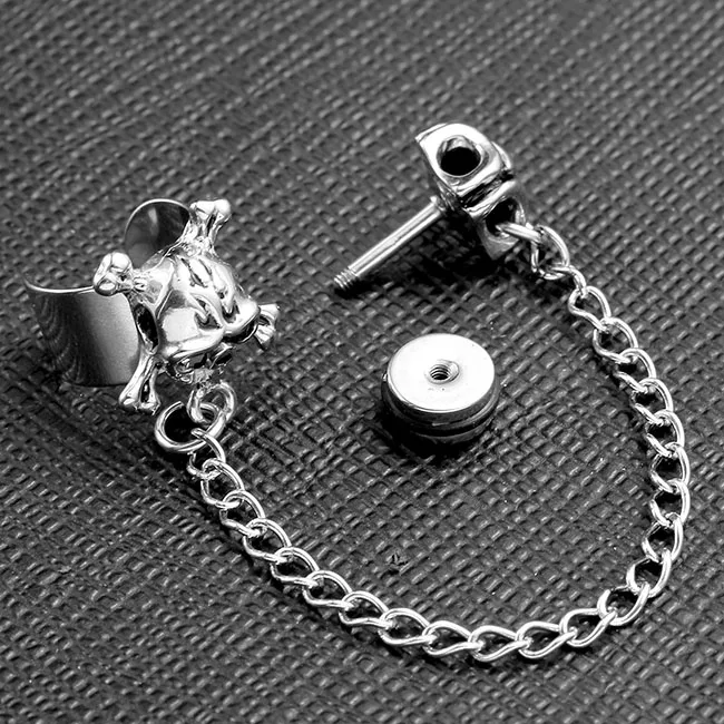 Unisex Stainless Steel Skull Ear Cuff, 1 pc