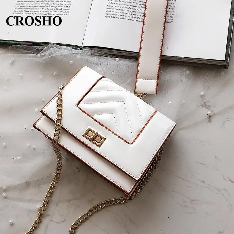 

CROSHO Ladies Bag with Simple Lacing Chain Bag with Diagonal Cross Mini Bag Panelled Thread