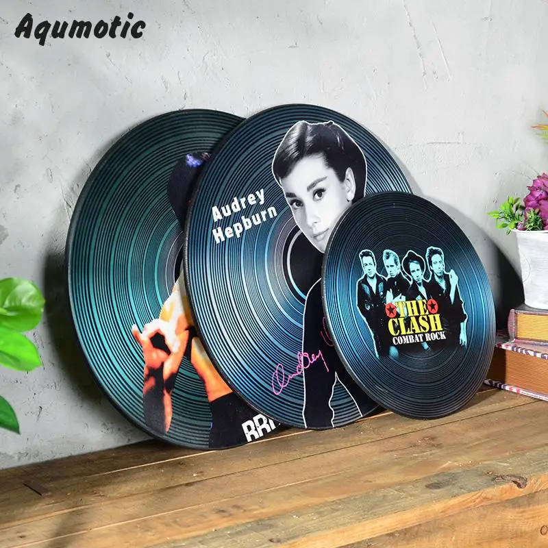 Aqumotic Wood Vinyl Record Wall Sticker Record Decorations Model