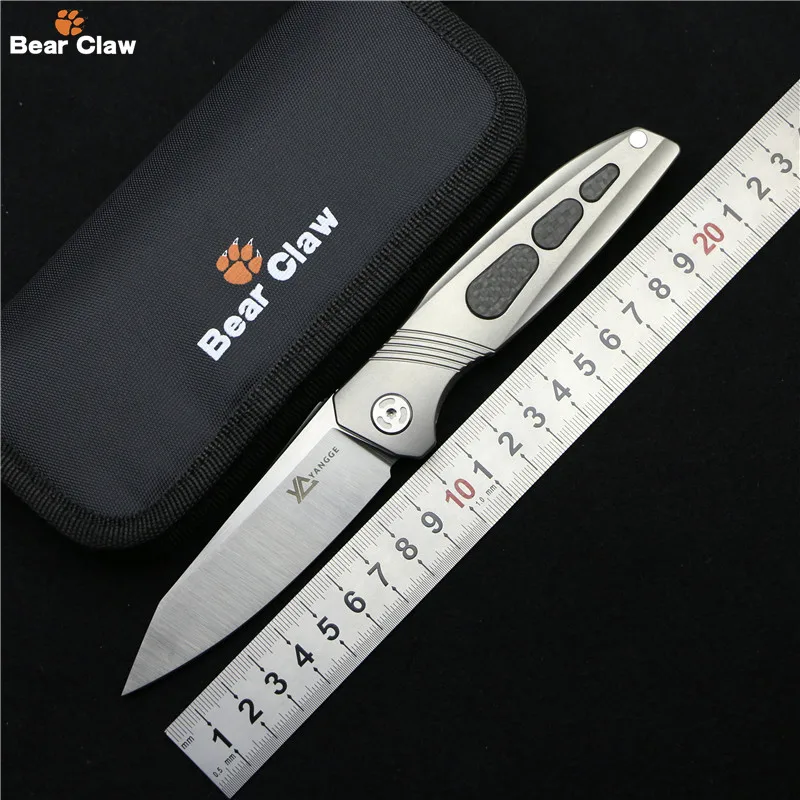 

Bear claw yange sun original Flipper Folding knife Titanium CF handle M390 blade outdoor hunting camping pocket Knives EDC tools
