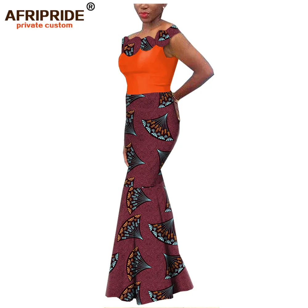 Африканский Воск Труба вечернее платье для женщин AFRIPRIDE Базен richi Портной Сделано с плеча платье в пол платье A1925009 - Цвет: 243X