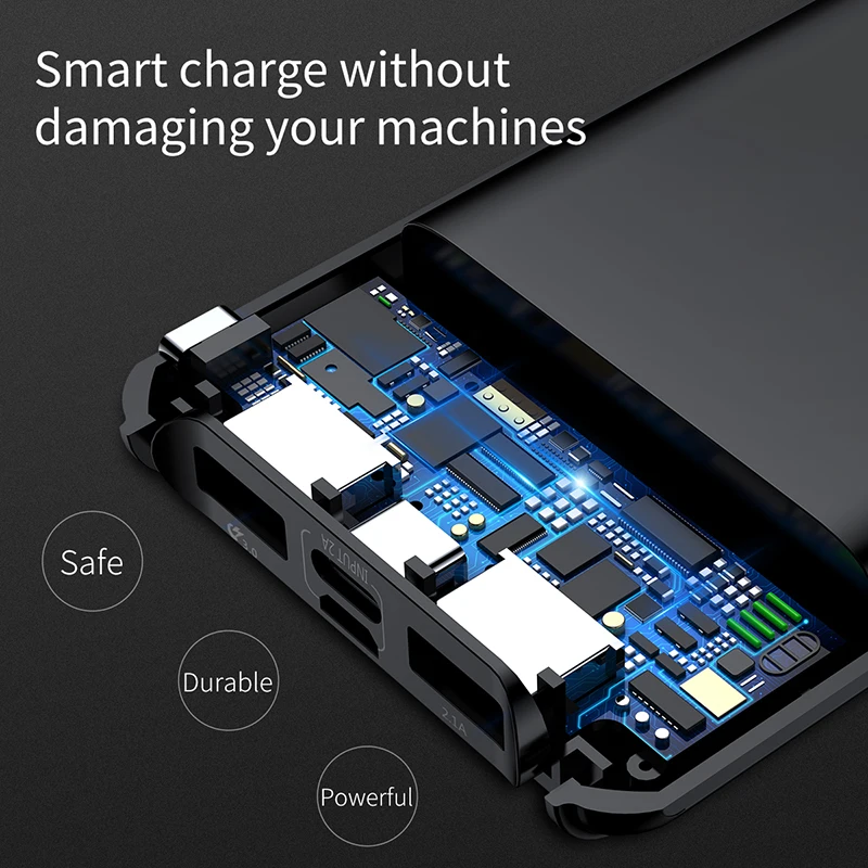 Baseus 10000 мАч ЖК Быстрая зарядка 3,0 двойной USB внешний аккумулятор для iPhone X 8 7 6 samsung S9 S8 Xiaomi Внешний аккумулятор зарядное устройство QC3.0