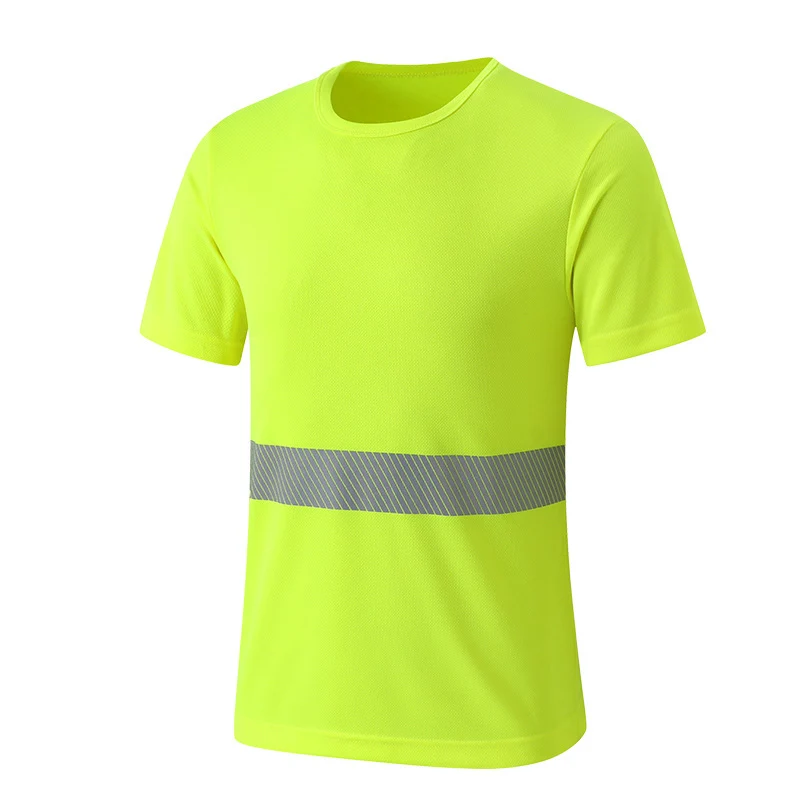 Meilleur Vêtements de sécurité Bande Réfléchissante Haute Visibilité Tops T shirt À Séchage Rapide À Manches Courtes Travail Tshirt Jaune Fluo Vêtements De Travail