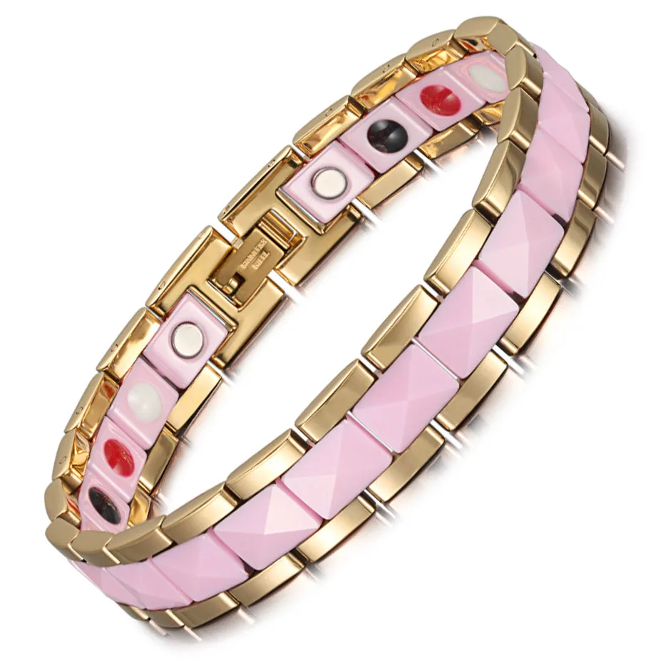 gold bracelet WelMag, высокое качество, розовый керамический браслет, Элегантный женский браслет из нержавеющей стали и браслеты, ювелирные изделия для женщин - Окраска металла: gold bracelet