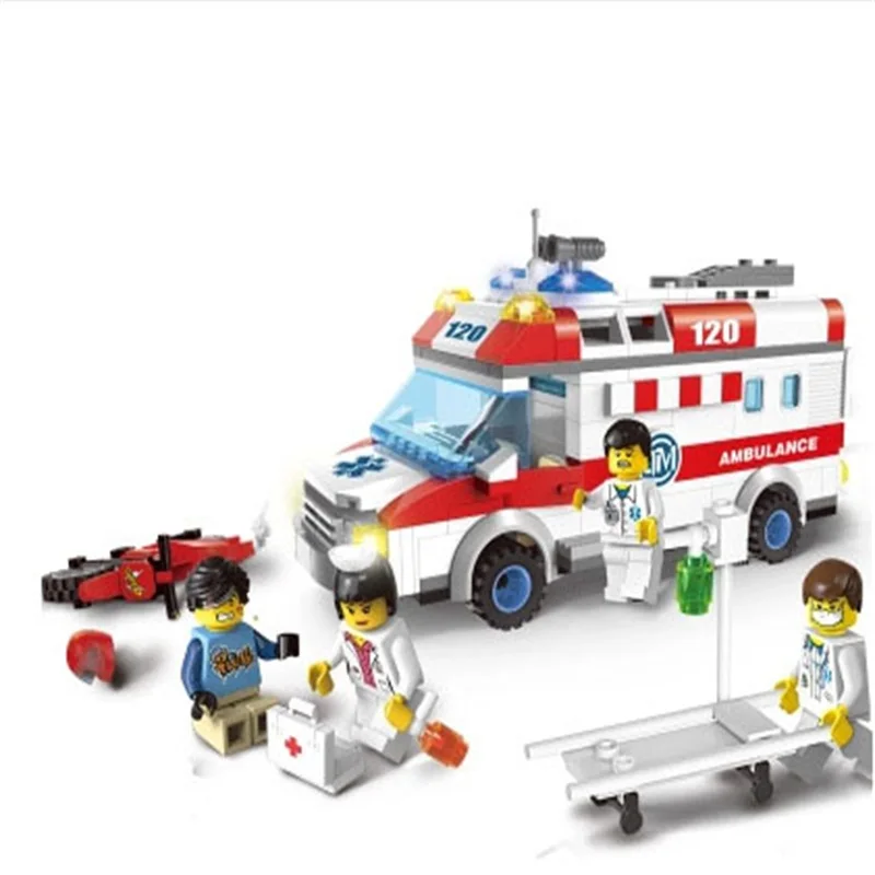 car-styling city car series urban emergency ambulance car mini blocks diy assembling building blocks kits toys for chirlden