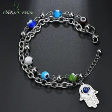 Nextvance Хамса ручной кулон от сглаза браслеты синий глаз Фатима бусины браслет цепочка для женщин мужчин Двухрядное ювелирное изделие