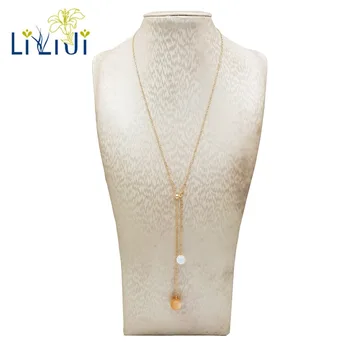 

Lii Ji Sun & Full Moon Natural Sunstone Moonstone Gold Chain Pendant Necklace Delicate Jewelry For Women Gift Drop shipping