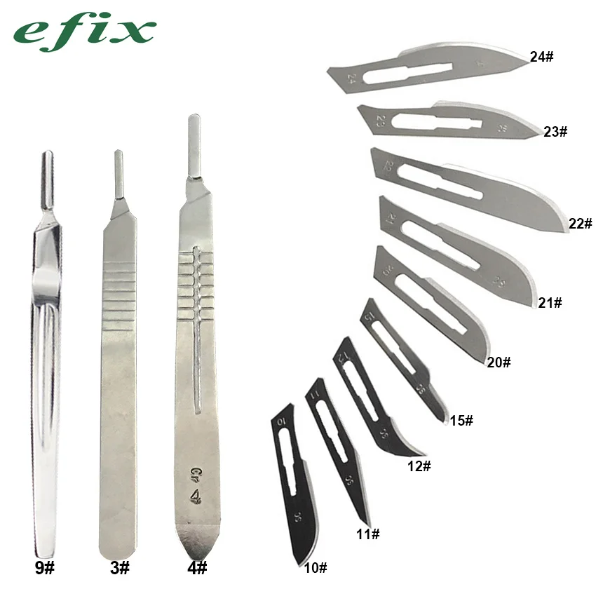 1 Set 10 pc 10#-24# Carbon Steel Surgical Scalpel Blades+ 1pc 4# Handle Scalpel DIY Cutting Tool PCB Repair Knife