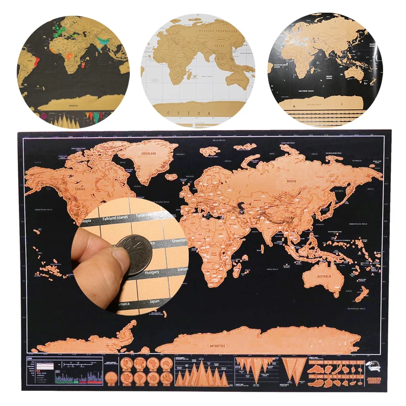 

Sticke Poster Map Deluxe Erase Black World Map Scratch off World Map Personalized Travel Scratch for Map Room Home Decoration