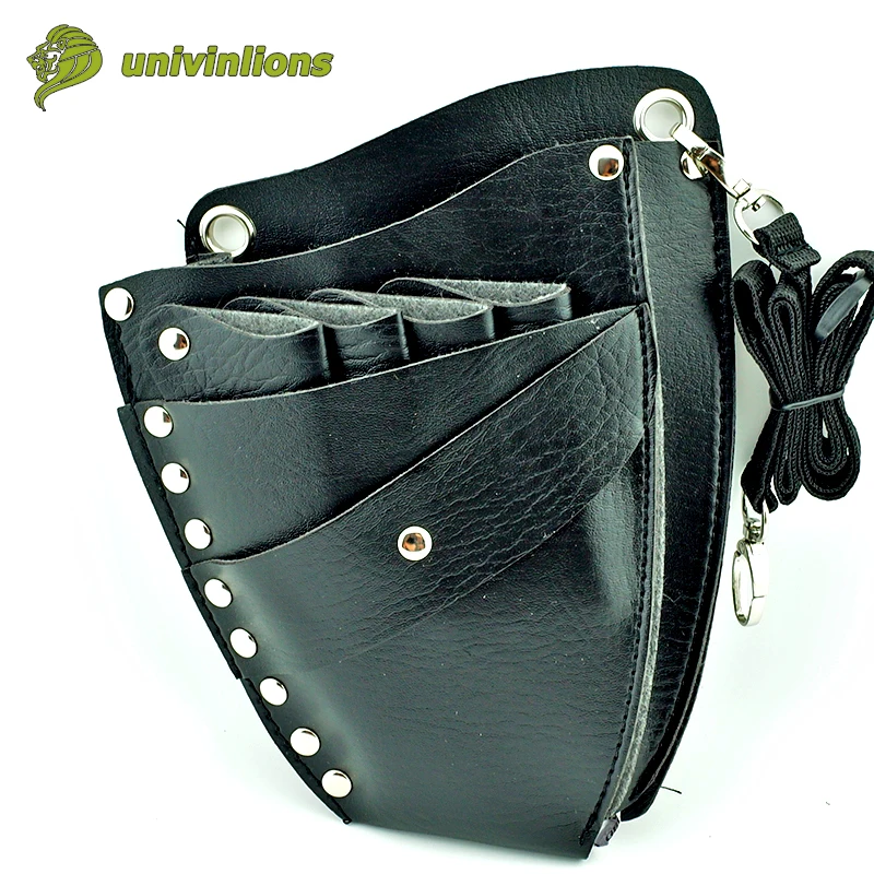 

16*21 cm leather barber scissor bag salon hairdressing holster shear pouch case hairdresser with shoulder belt rivet design