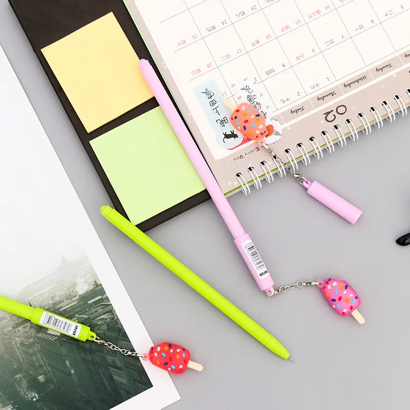 2 шт 0,5 мм ручки-подвески Милая подвеска «мороженое» гелевые ручки, кавайные канцелярские принадлежности ручки творческие подарки для школы и офиса