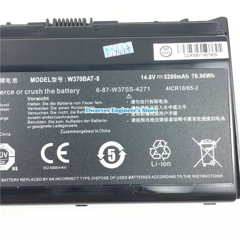 Оригинальный литий ионный аккумулятор для ноутбука CLEVO W370BAT 8 6 87 W370S 4271 W37SS 427 K590S