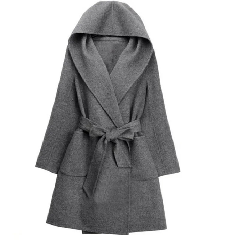 Новое осенне зимнее женское пальто Vestido размера плюс Свободное с регулируемой