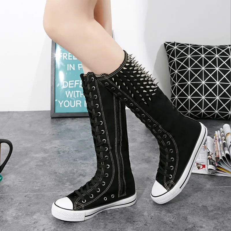 Spring Women's High Top Canvas Shoes with Zip Side ...