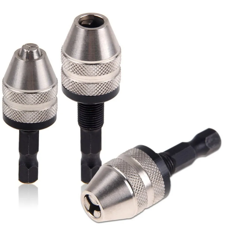  1pc 0.3-3.4mm Electric Screwdriver Drill Chuck Sliver&Black Drill Bit Chuck Hex Shank Adapter Converter Quick Change Chuck