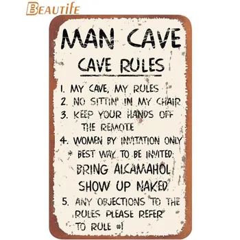 

Custom MAN CAVE RULES Poster Cloth Silk Poster Home Decoration Wall Art Fabric Poster Print 30X45cm,40X60cm.50X75cm,60X90cm