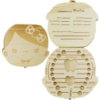 

3-7 Years Baby Tooth Box Save Teeth Fetal Hair Storage Box Gift For Children Wooden Tooth Box