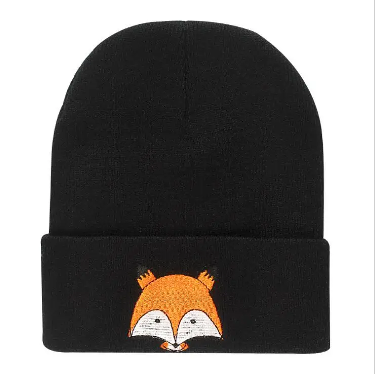 

Unisex Children's Hat Cartoon Fox Printed Knitted Cap Winter Spring Kids Warm Skullies Beanies Boys Girl Caps bonnet