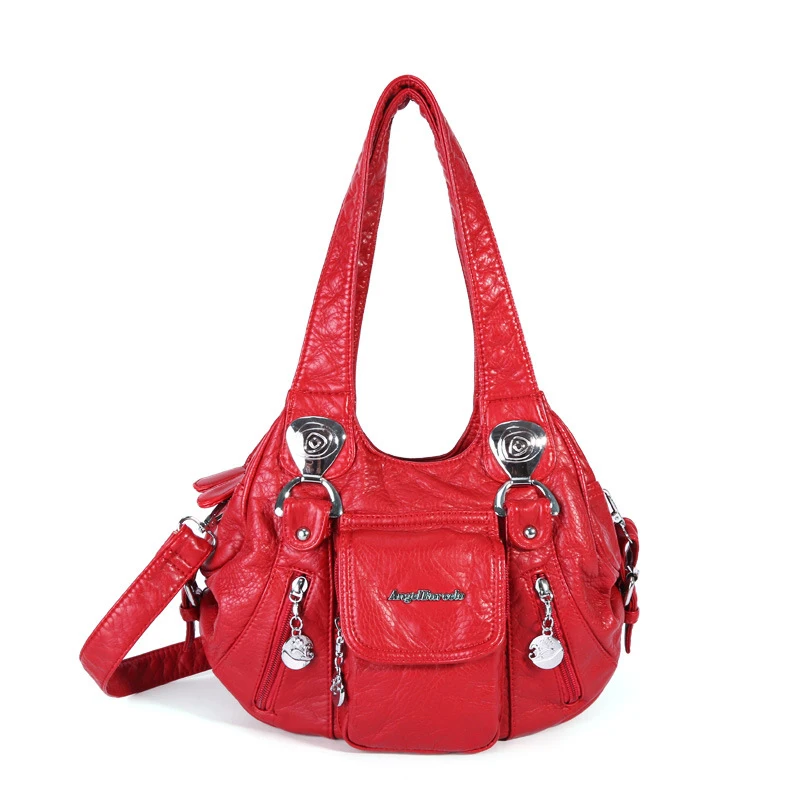 Женская Повседневная Высококачественная прочная сумка-хобо из искусственной кожи, дизайнерская женская сумка-портфель для отдыха, большие сумки на плечо, дамская сумка для покупок - Цвет: Красный