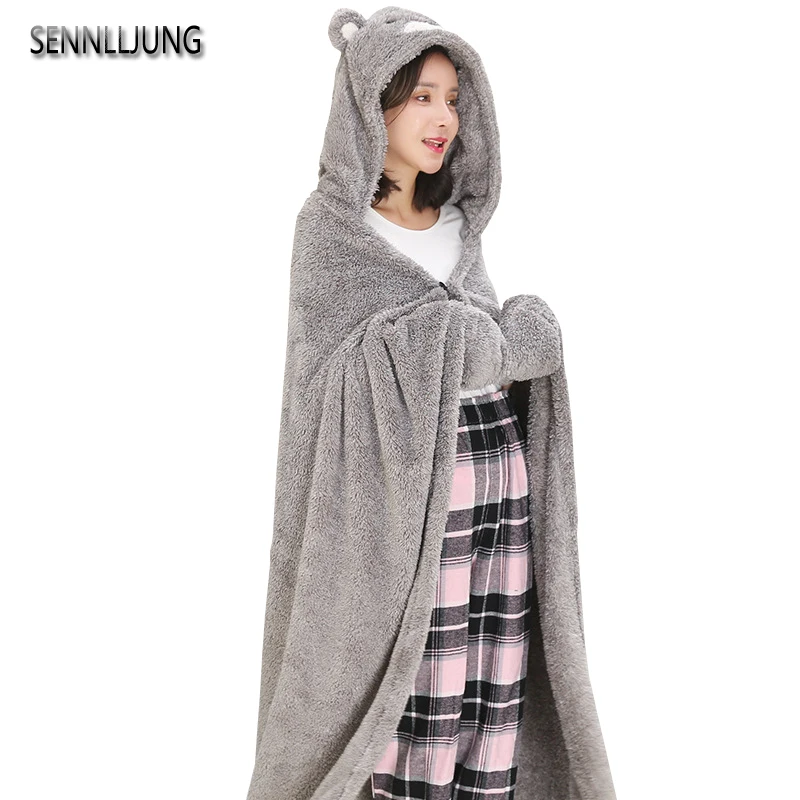 

SENNLLJUNG Coral Fleece Blanket Couverture Polaire Blankets Sale Winter Cartoon Nordic Shawl Lazy Multifunctional Office Blanket