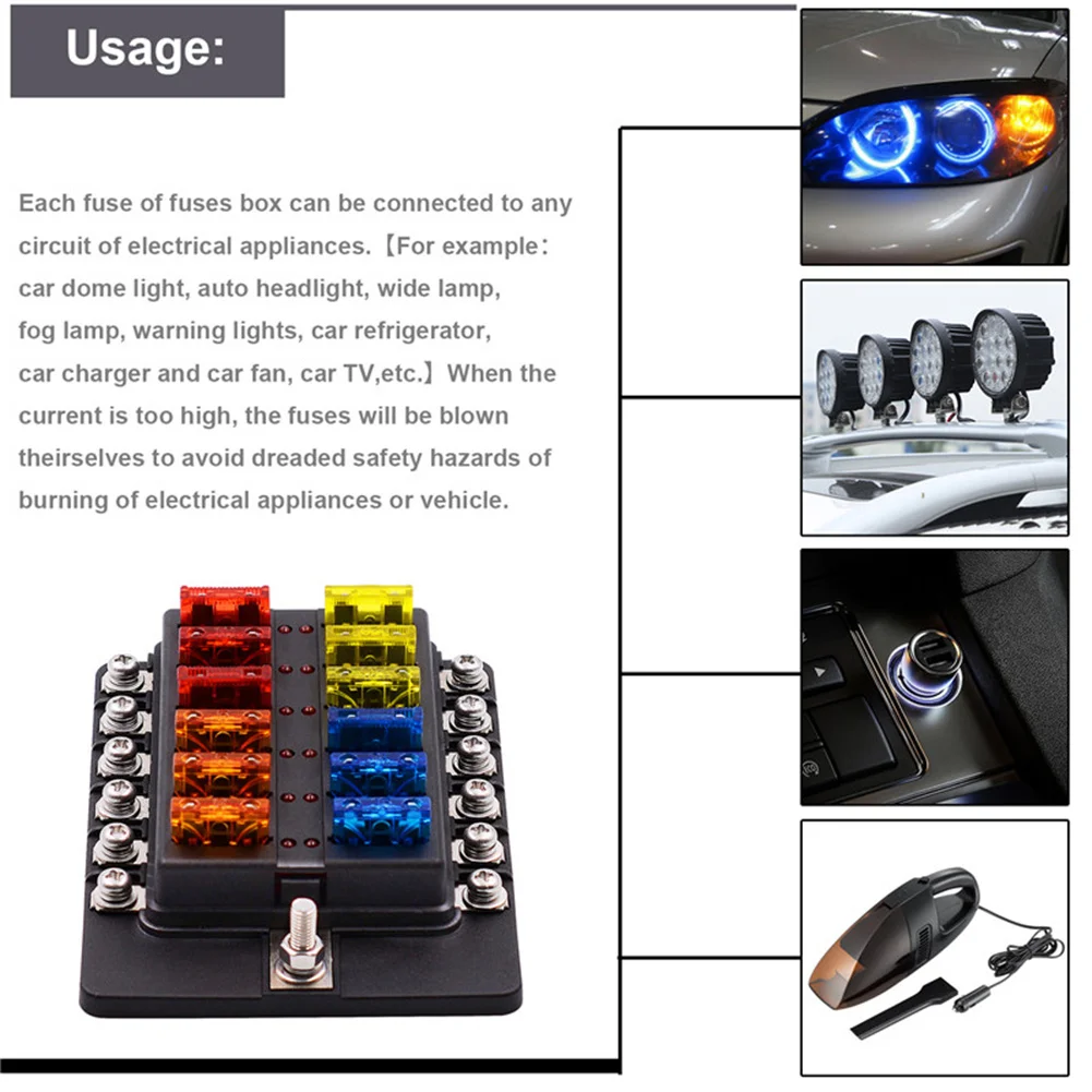 12 способов предохранитель с Светодиодный индикатор светильник автомобильный винт Привязка модель почта предохранители для авто автомобиль грузовик автомобиль-Стайлинг