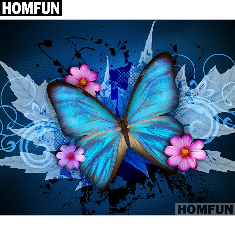HOMFUN полный квадратный/круглый дрель 5D DIY Алмазная картина "Бабочка и цветок" вышивка крестиком 5D домашний декор A01584
