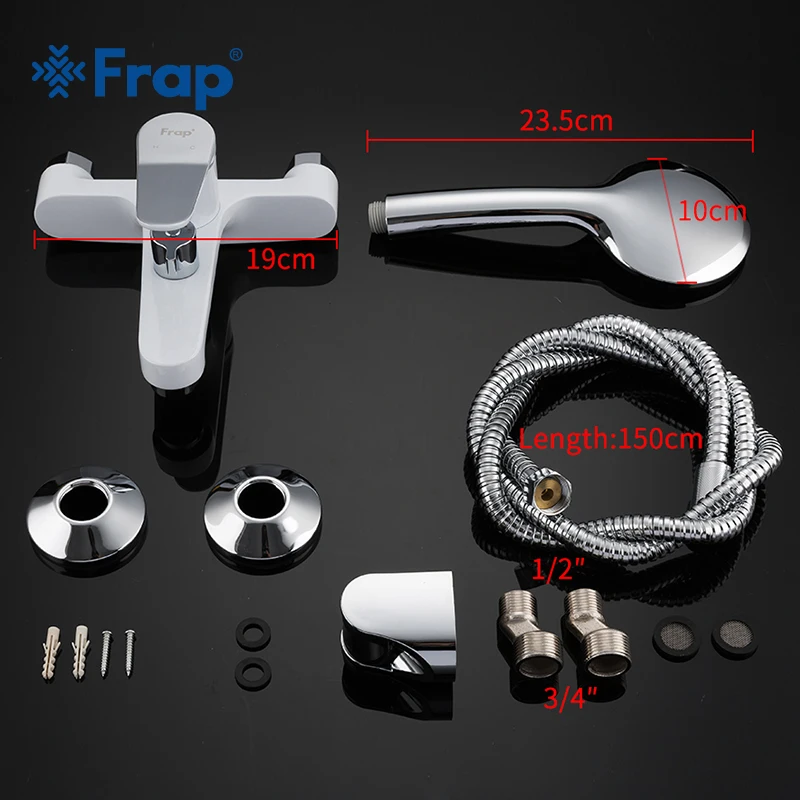 Frap new White Bathroom Shower set Brass Chrome