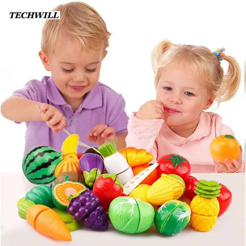 Simulation Foods Set 29pcs Fruit Vegetable Kids Kitchen Pretend Play Toys For Children Cutting Cooking Food Game Girls Boys Gift