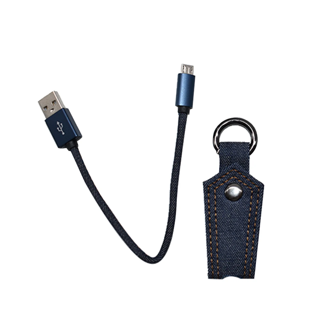 2.1A Denim Keychain USB Fast Charger Cable Gift Portable Cowboy