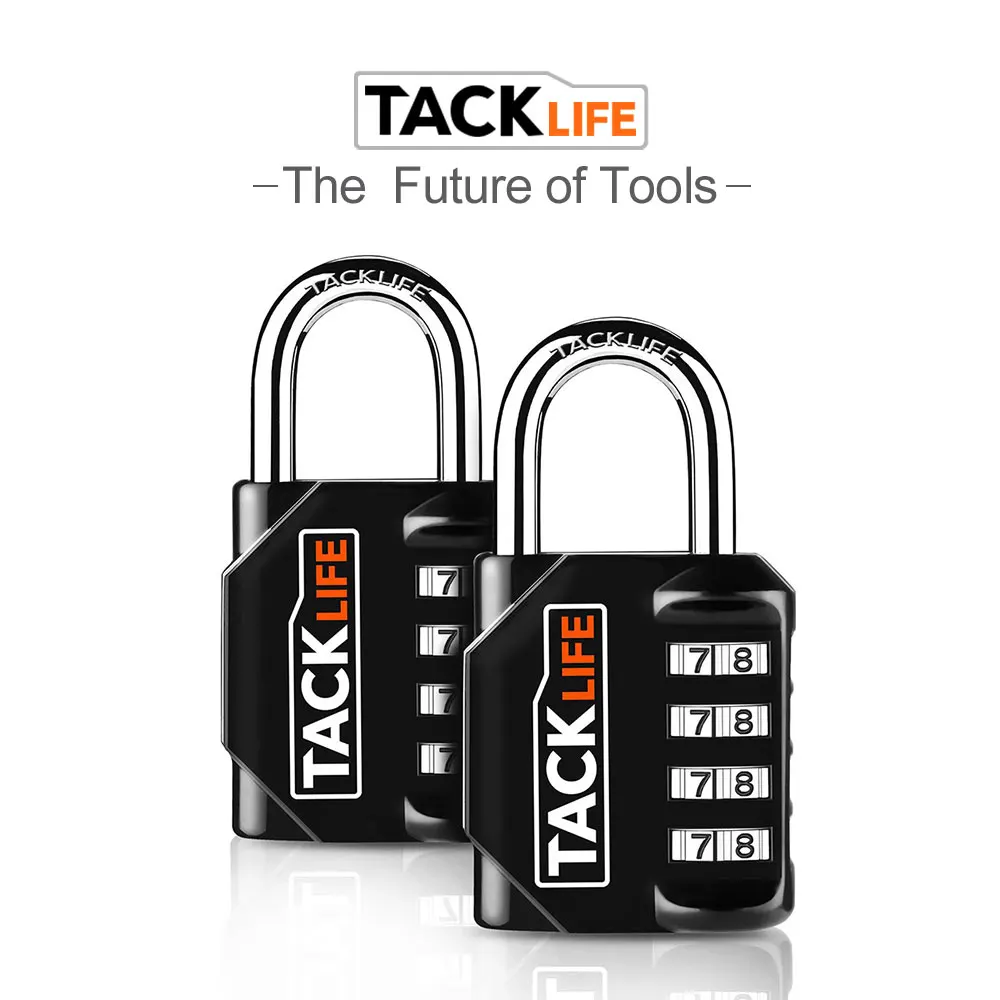 

Tacklife HCL1B 2PCS 4 Digit Lightweight Weatherproof Padlocks Combination Locks for School Suitcase Travel Bag Gym lockers