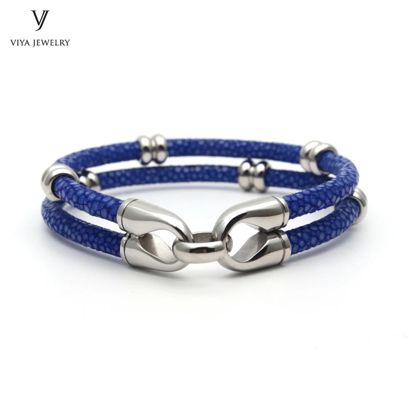 simple beads stingray leather bracelet for men ,couple stingray beads bracelets (7)