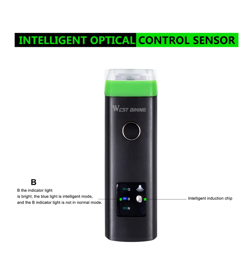Top WEST BIKING Intelligent Bike Light Cycling Front Light 4 Modes  Warning Flashlight USB Charging Sensor Auto Lamp Bicycle Light 6