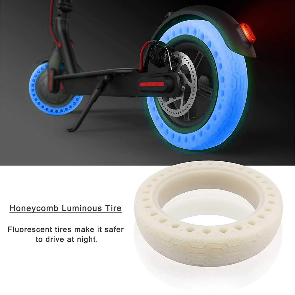 Excellent 2pcs Fluorescent Tire Honeycomb Rubber Solid Luminous Tire Tubeless Tyre for Xiaomi Mijia M365 Electric Scooter Shock Absorber 4