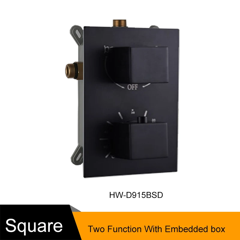 Твердая латунь клапан скрывал термостат отделкой с двумя или тремя Функция Управление матовый черный Термостатический смеситель для душа - Цвет: B Square 2 Function