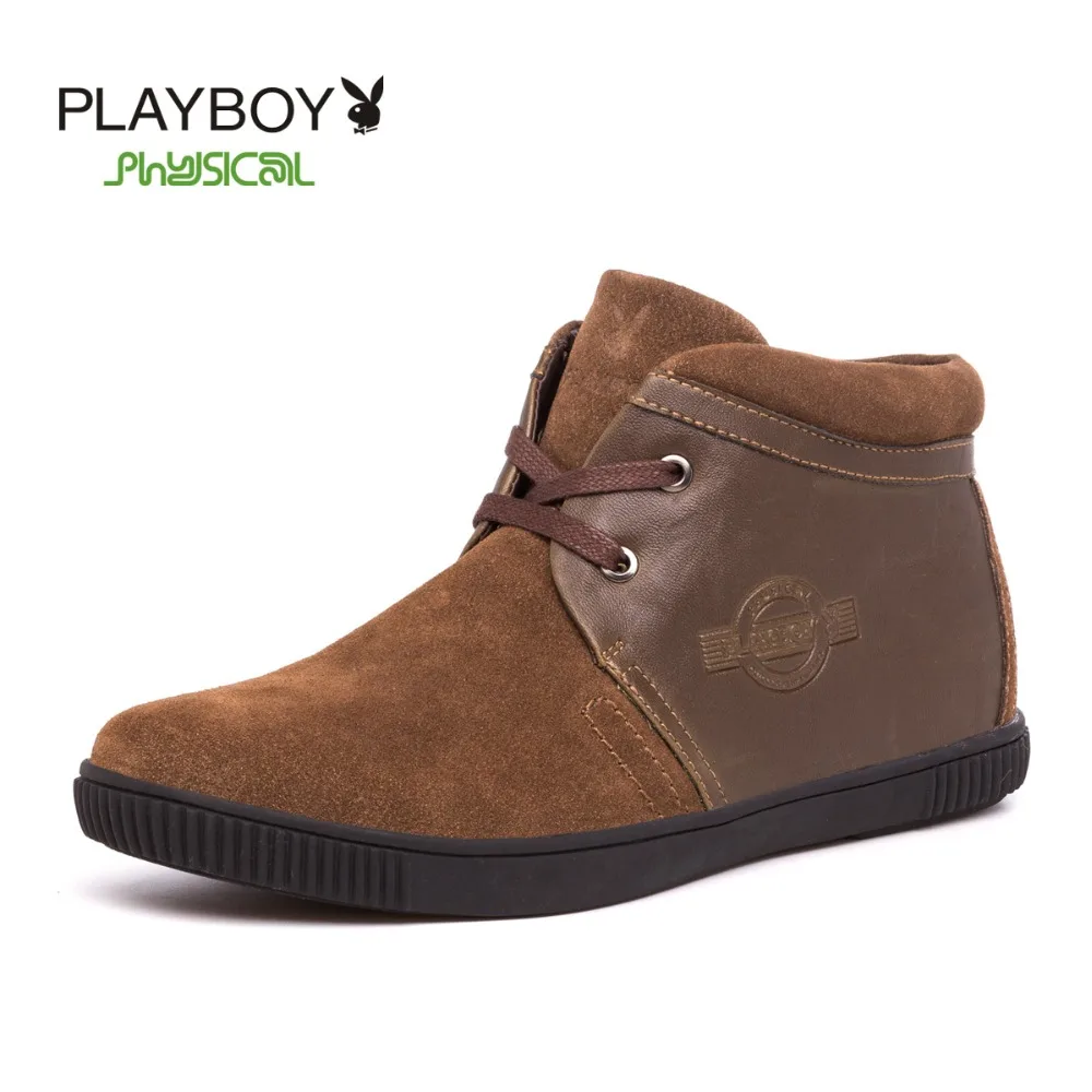 PLAYBOY-40C; очень теплые мужские ботинки из натуральной кожи; Водонепроницаемая зимняя обувь; уличные теплые зимние ботинки; короткие плюшевые зимние ботинки