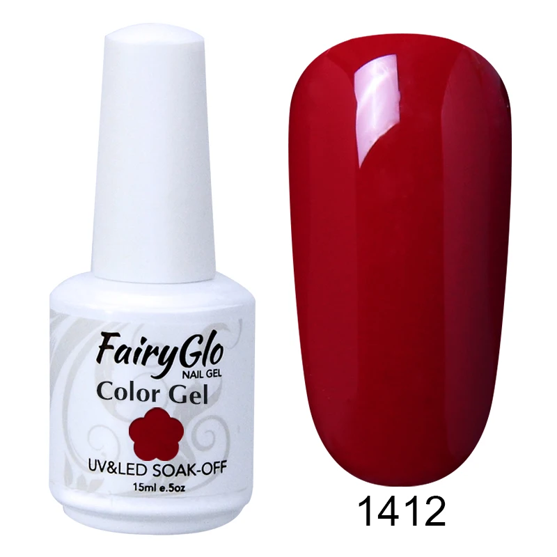 FairyGlo 15 мл чистый цвет УФ-Гель-лак замачиваемый Гель-лак для ногтей Vernis Полупостоянный художественный Гель-лак для ногтей маникюрный лак