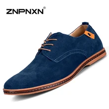 Big Size 48 Men Flats Shoes Casual Men Leather Shoes Luxury Brand Black Cow Suede Men