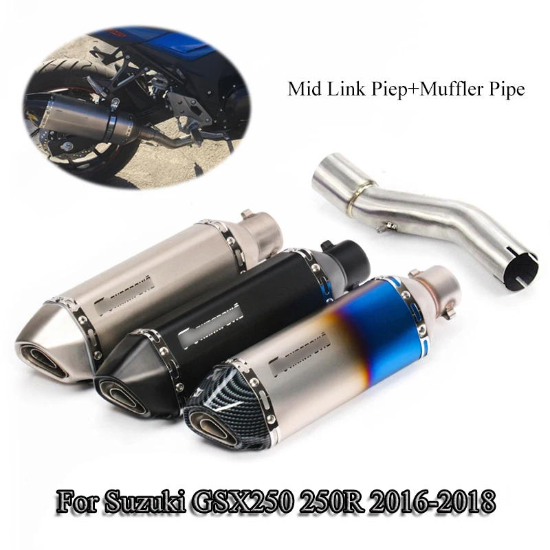 

Slip On For Suzuki GSX250 250R Motorcycle Exhaust Muffler Pipe Connect Mid Link Tube With DB Killer Moto Modified 2016 2017 2018
