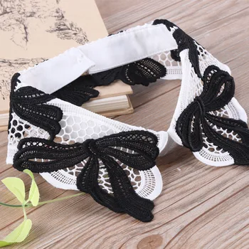 

Sweet Women Pearl Neck Shirt Fake Collar Lady Hollow Out Patchwork Bowknot Neckwear New Lapel False Detachable Collar Blouse Top